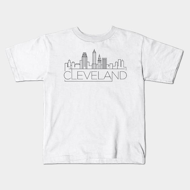 Cleveland Minimal Skyline Kids T-Shirt by kursatunsal